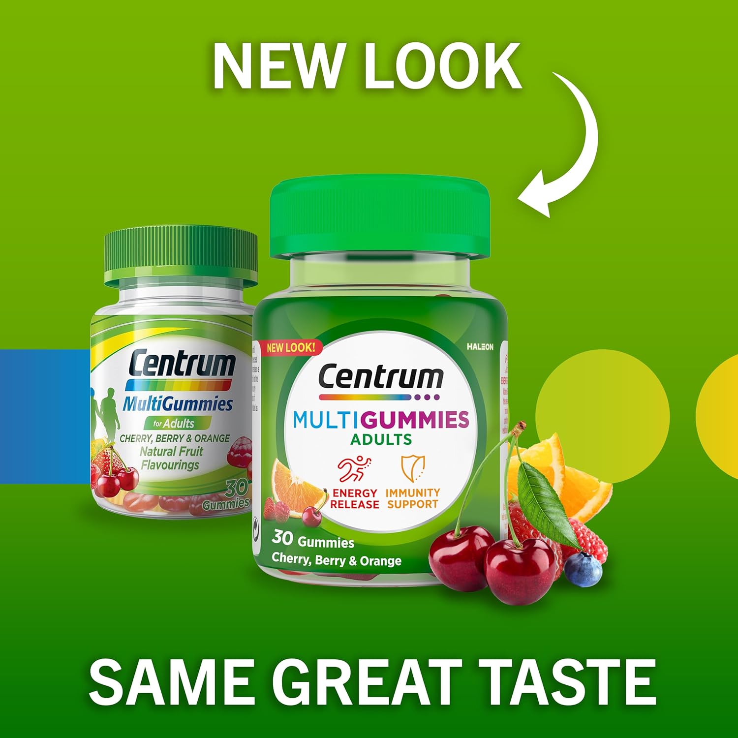 Centrum MultiGummies, Multivitamin Gummies for Men and Women, Cherry, 30 Tablets, Berry & Orange Natural Fruit Flavouring, includes Essential Vitamins C, D & B12