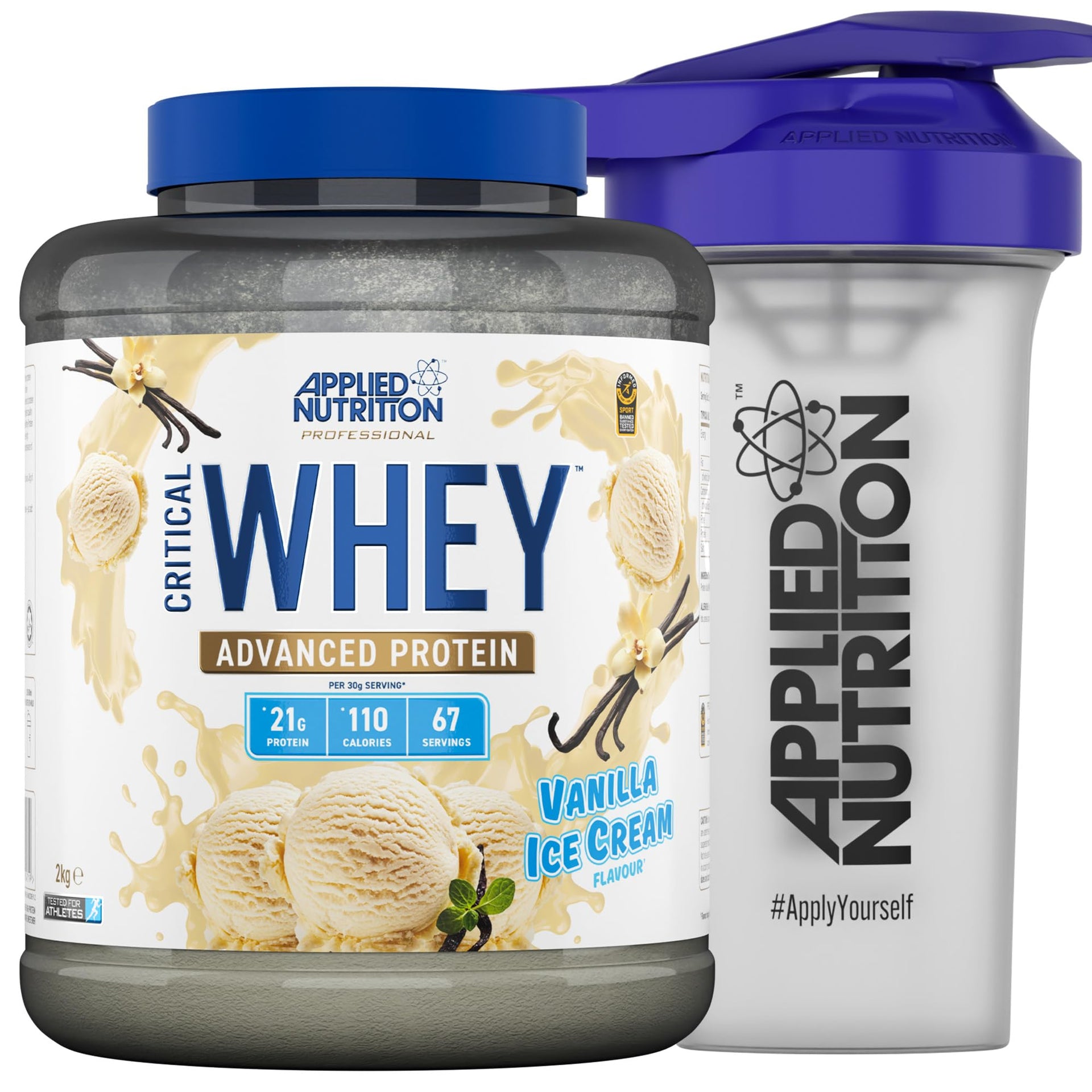 Applied Nutrition Critical Whey Protein Powder 2kg - High Protein Powder, Protein Milkshake, Muscle Building Supplement with BCAAs & Glutamine (2kg - 67 Servings) (Carrot Cake)