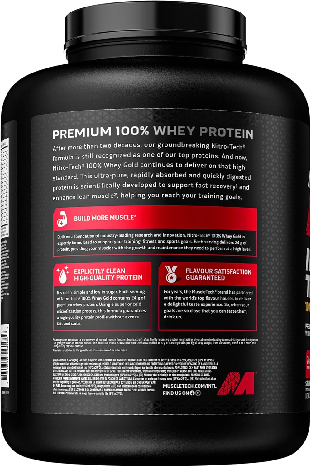 MuscleTech NitroTech 100% Whey Gold Protein Powder, Build Muscle Mass, Whey Isolate Protein Powder & Peptides, Protein Shake For Men & Women, 5.7g BCAA, 71 Servings, 2.27kg, Strawberry Shortcake