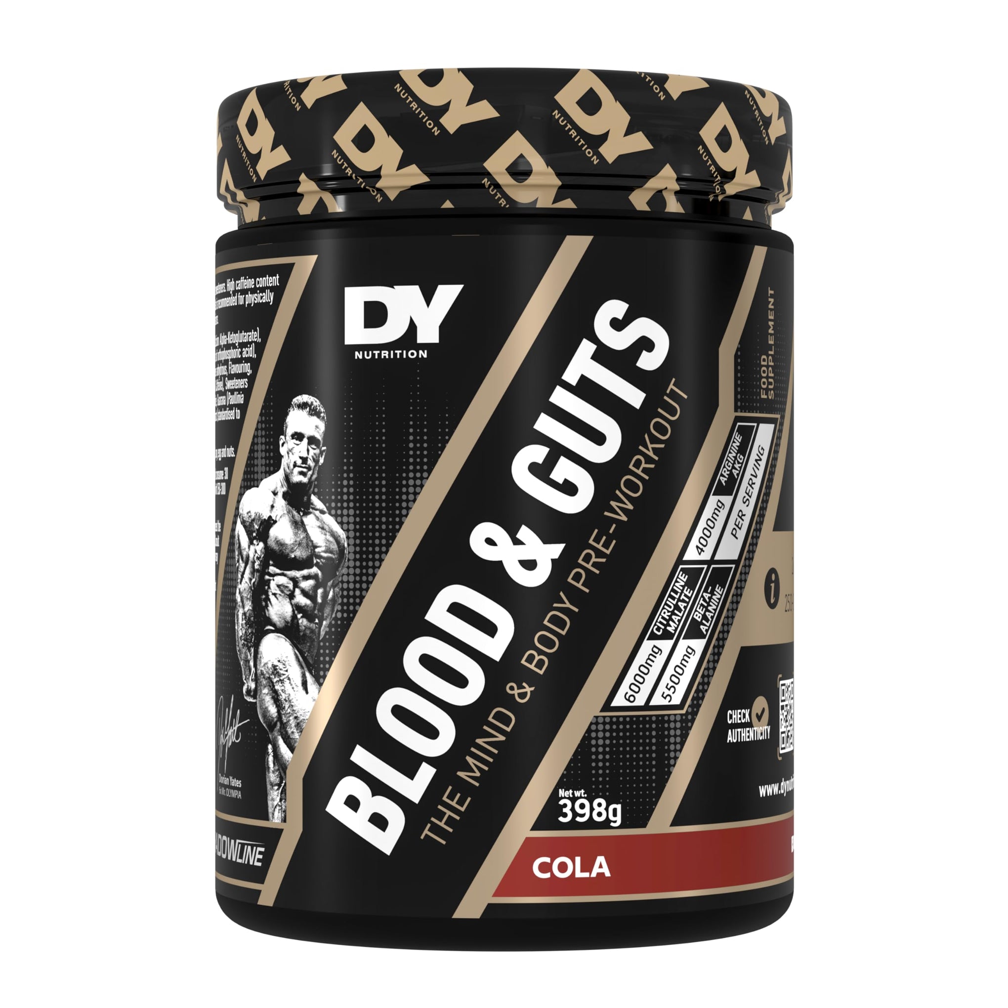 DY Nutrition - Blood and Guts Pre Workout Powder, 380g (Mango) - High Strength Preworkout with 350mg Caffeine, Citrulline Malate, Beta Alanine, Arginine AKG, L-Tyrosine, Vitamin B3 for Men & Women