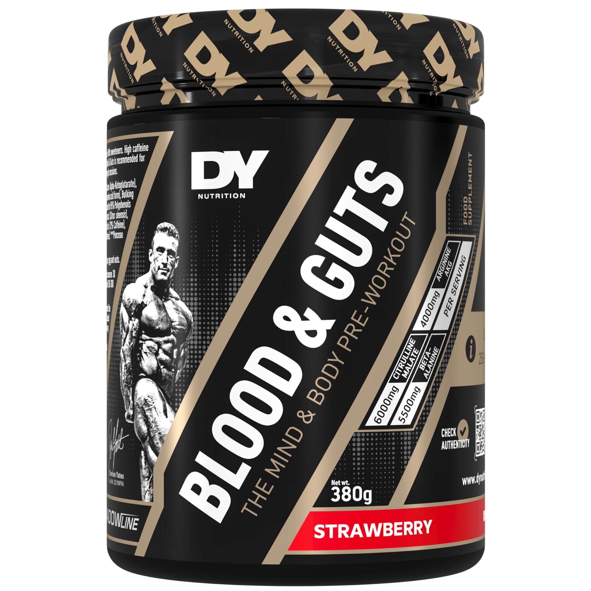 DY Nutrition - Blood and Guts Pre Workout Powder, 380g (Mango) - High Strength Preworkout with 350mg Caffeine, Citrulline Malate, Beta Alanine, Arginine AKG, L-Tyrosine, Vitamin B3 for Men & Women