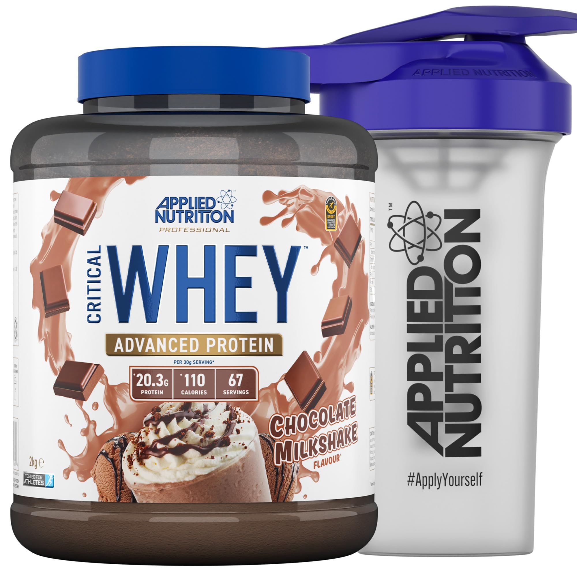 Applied Nutrition Critical Whey Protein Powder 2kg - High Protein Powder, Protein Milkshake, Muscle Building Supplement with BCAAs & Glutamine (2kg - 67 Servings) (Carrot Cake)