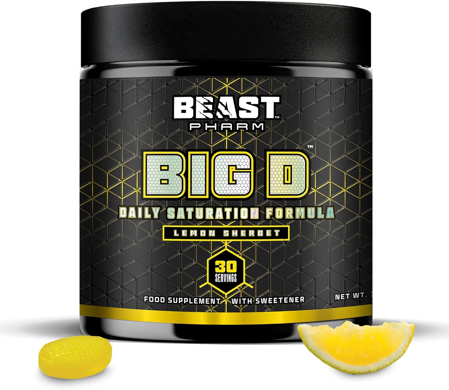 Beast Pharm | Big D Daily Creatine Monohydrate Powder | 390g/30 Servings | Eddie Hall's | Lemon Sherbet