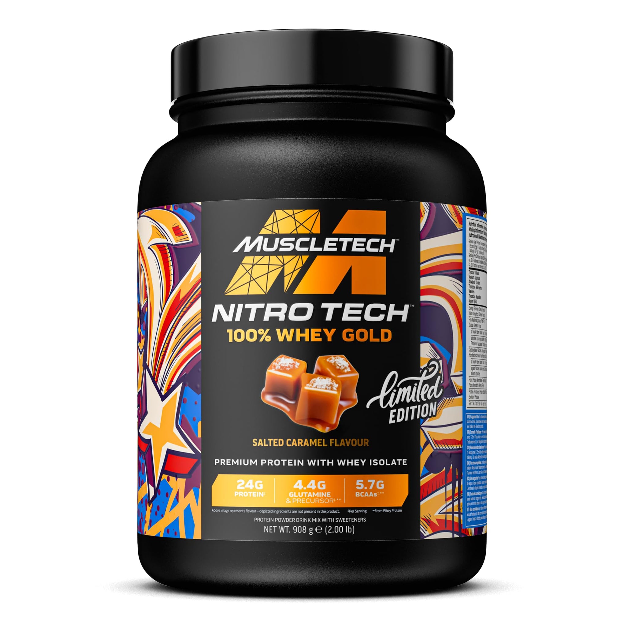 MuscleTech NitroTech 100% Whey Gold Protein Powder, Build Muscle Mass, Whey Isolate Protein Powder & Peptides, Protein Shake For Men & Women, 5.7g BCAA, 71 Servings, 2.27kg, Strawberry Shortcake