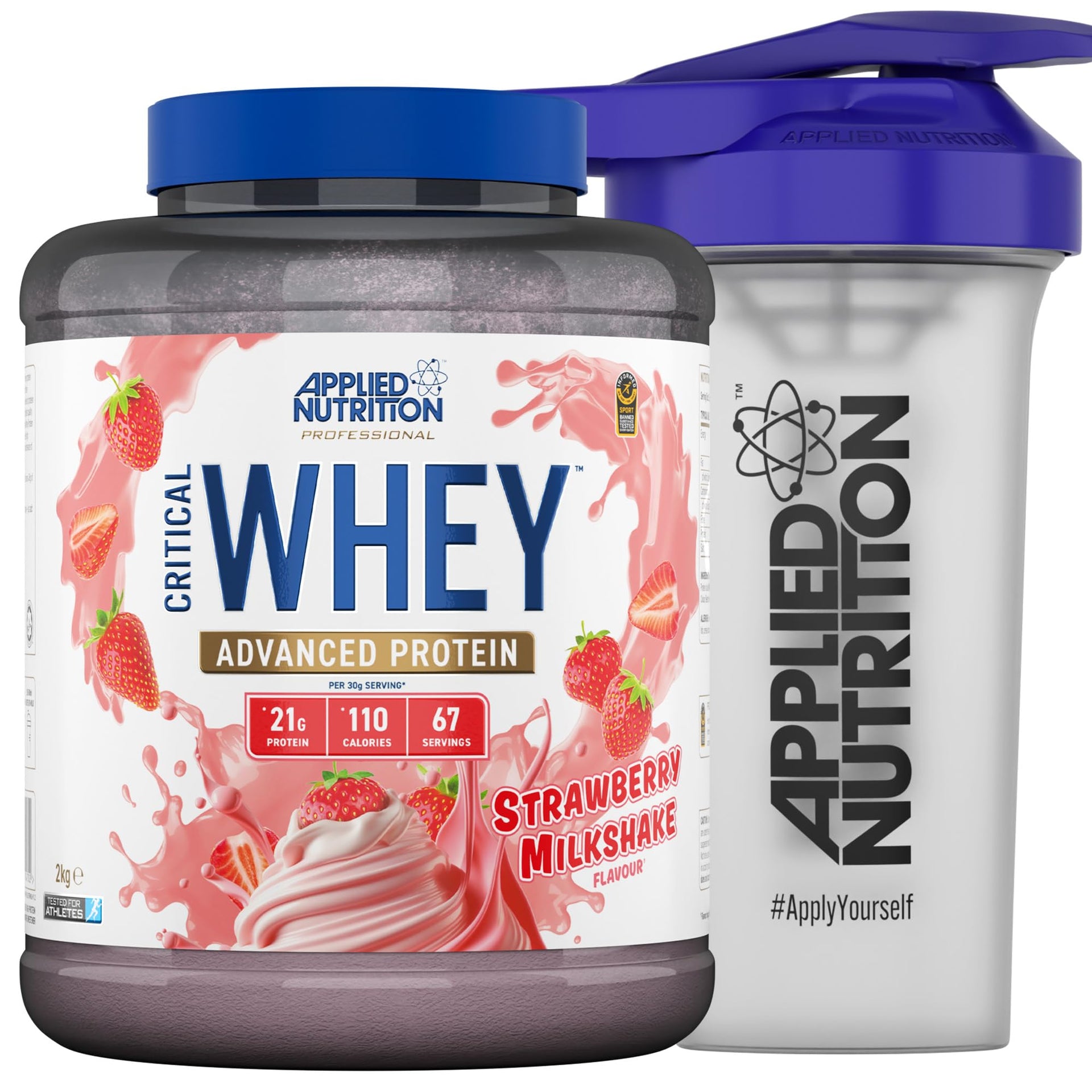 Applied Nutrition Critical Whey Protein Powder 2kg - High Protein Powder, Protein Milkshake, Muscle Building Supplement with BCAAs & Glutamine (2kg - 67 Servings) (Carrot Cake)