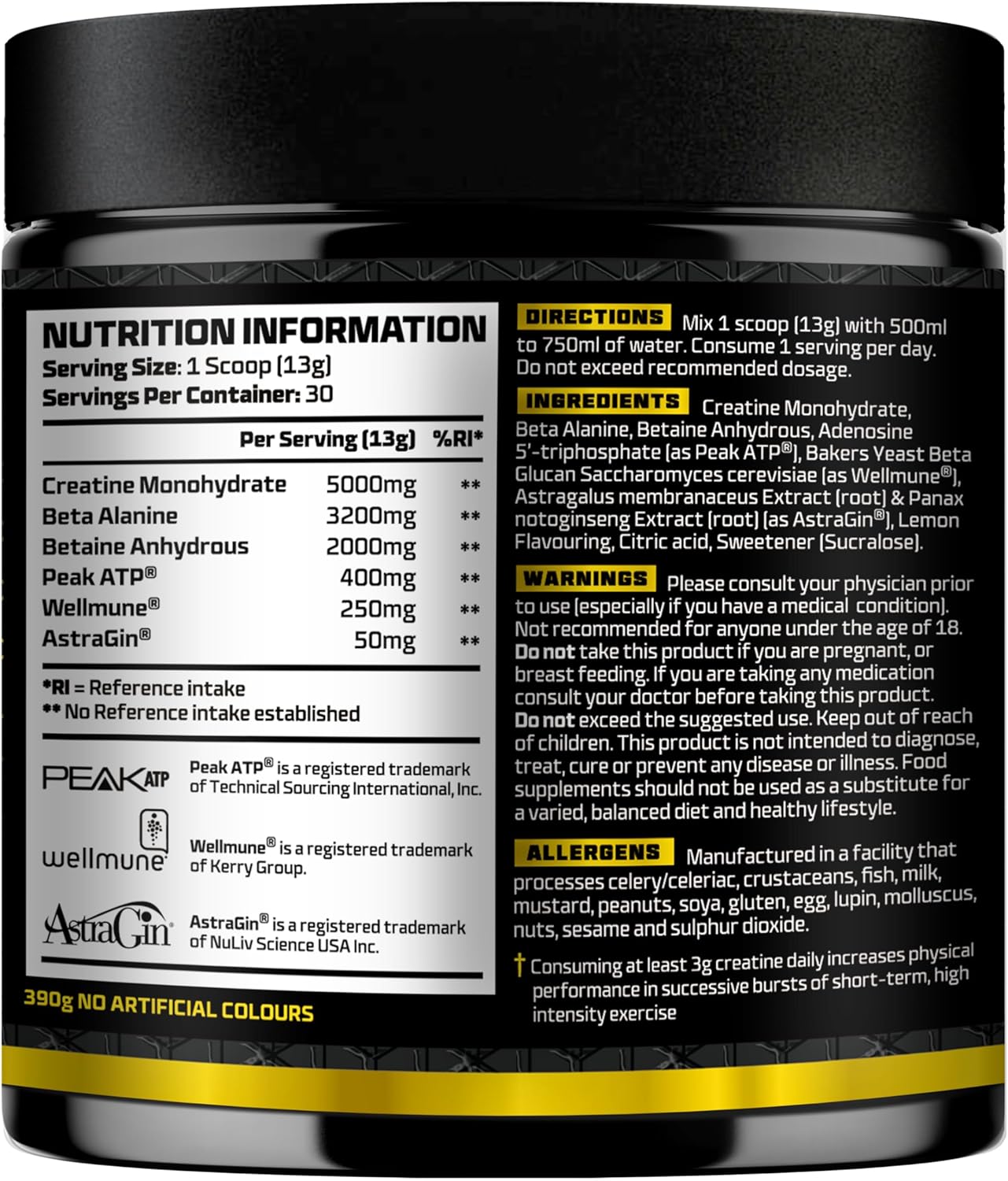 Beast Pharm | Big D Daily Creatine Monohydrate Powder | 390g/30 Servings | Eddie Hall's | Lemon Sherbet