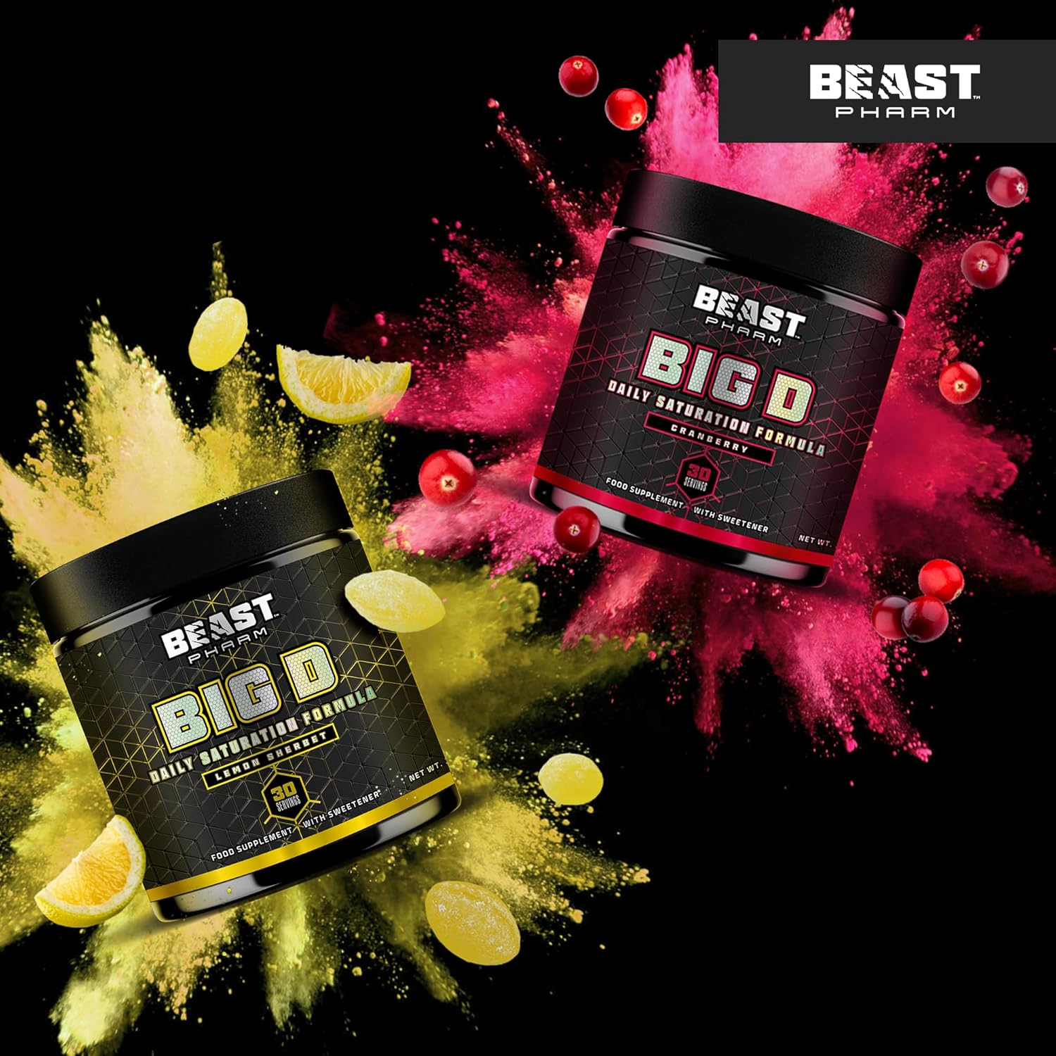 Beast Pharm | Big D Daily Creatine Monohydrate Powder | 390g/30 Servings | Eddie Hall's | Lemon Sherbet