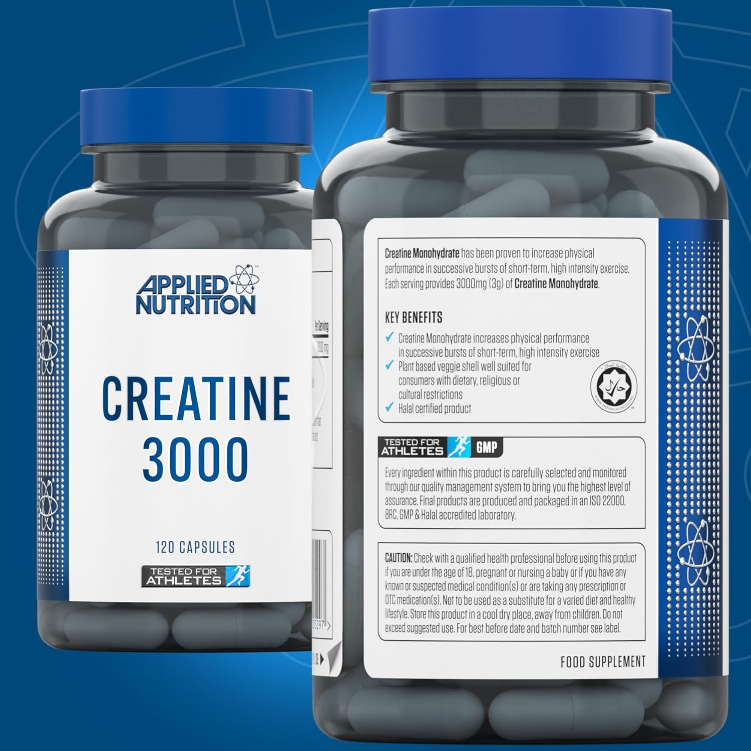 Applied Nutrition Creatine 3000 - Creatine Monohydrate Capsules 3000mg Per Serving, High Strength Supplement, Increases Physical Performance (120 Capsules - 30 Servings) (New)