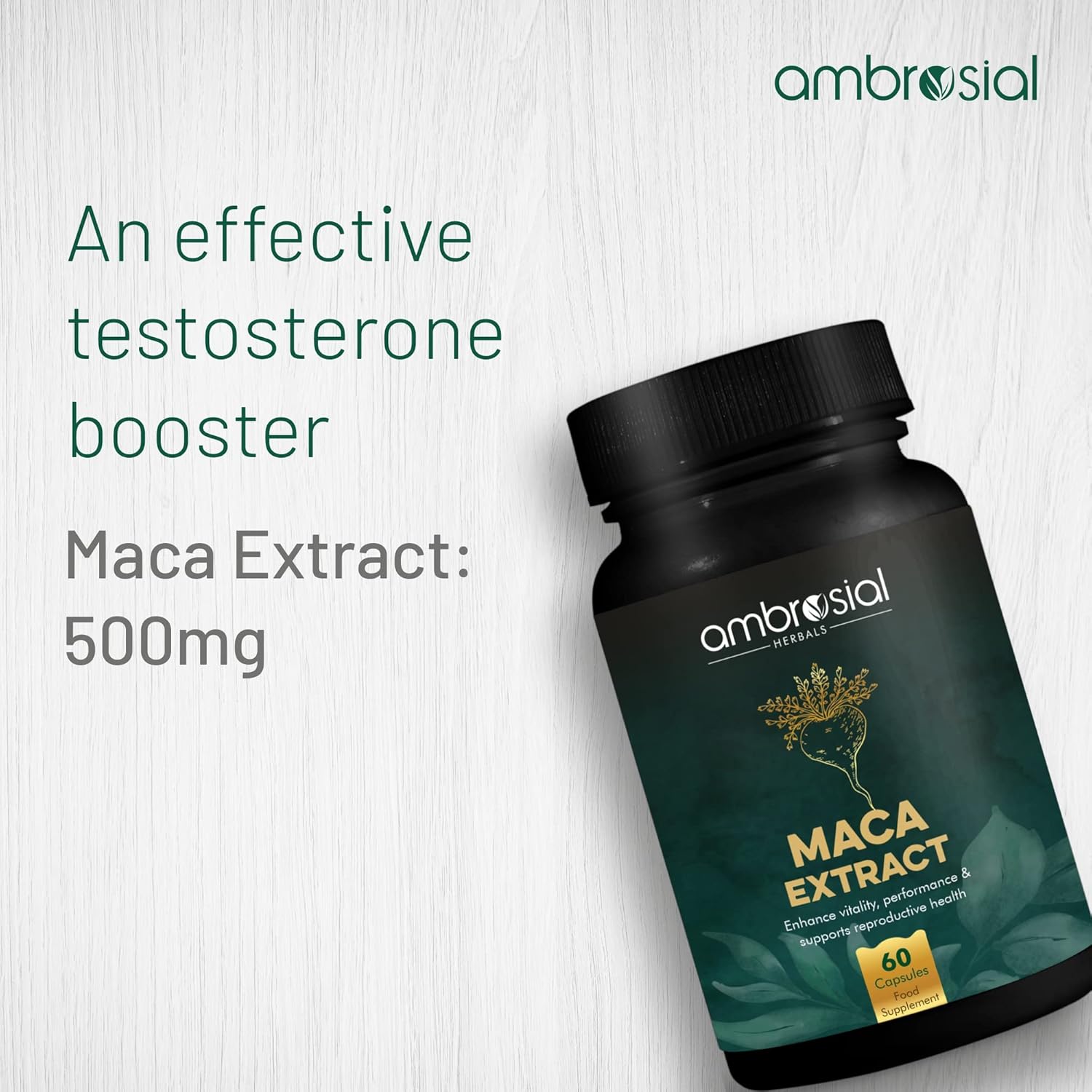 Ambrosial Maca Root Capsules for Women & Men - High Strength 500 Maca mg per Capsule, Supports Stamina & Energy - Natural Maca Root High Strength (Pack of 2-120 Capsules)