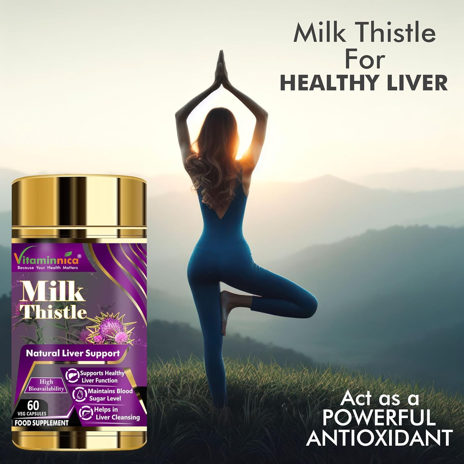 Vitaminnica Milk Thistle 7000mg (350mg 20:1 Extract) | 80% Silymarin with Dandelion Root and Black Pepper Extract| 60 Veg Capsules | Support Liver Health | Liver Cleanse & Detox | 2 Months Supply