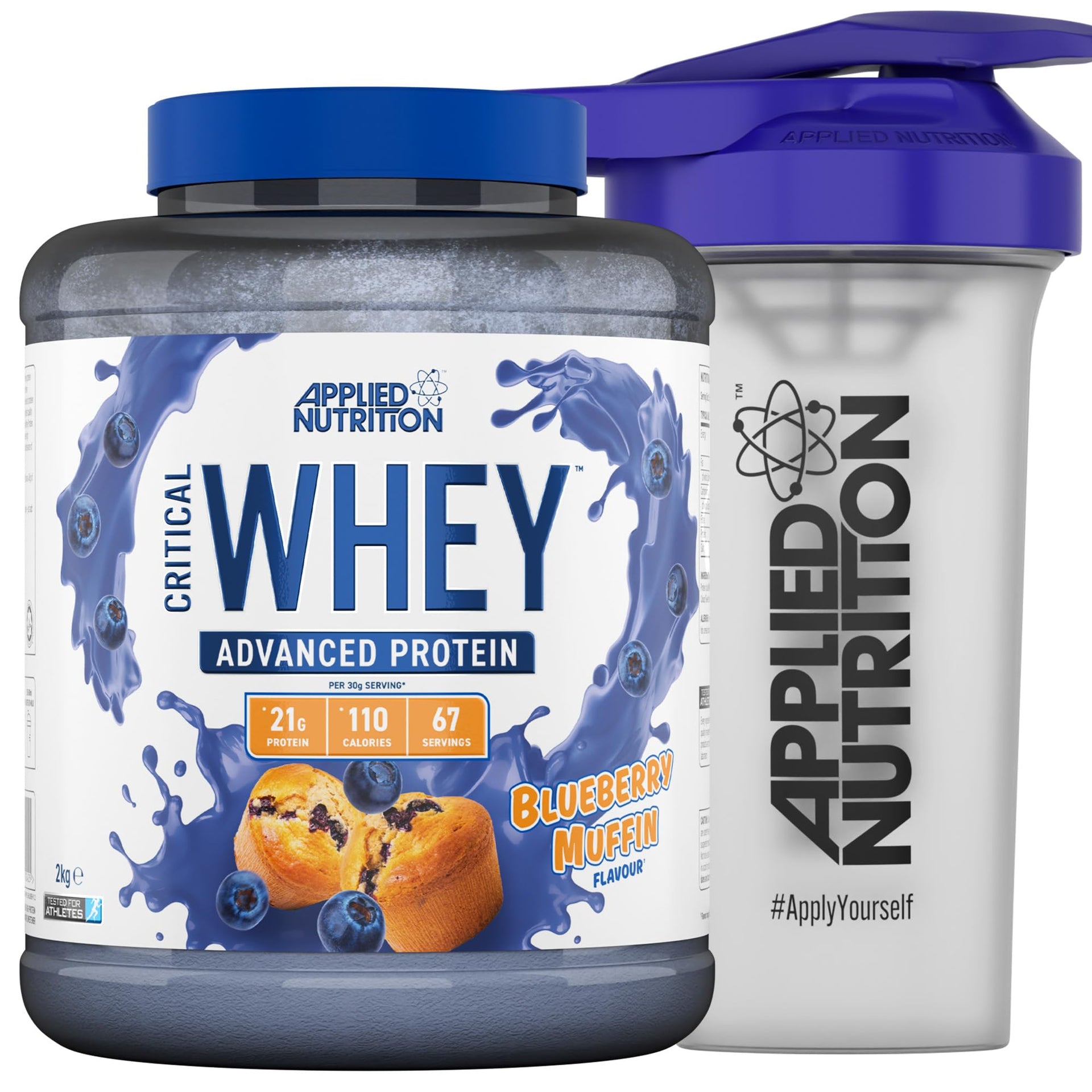 Applied Nutrition Critical Whey Protein Powder 2kg - High Protein Powder, Protein Milkshake, Muscle Building Supplement with BCAAs & Glutamine (2kg - 67 Servings) (Carrot Cake)