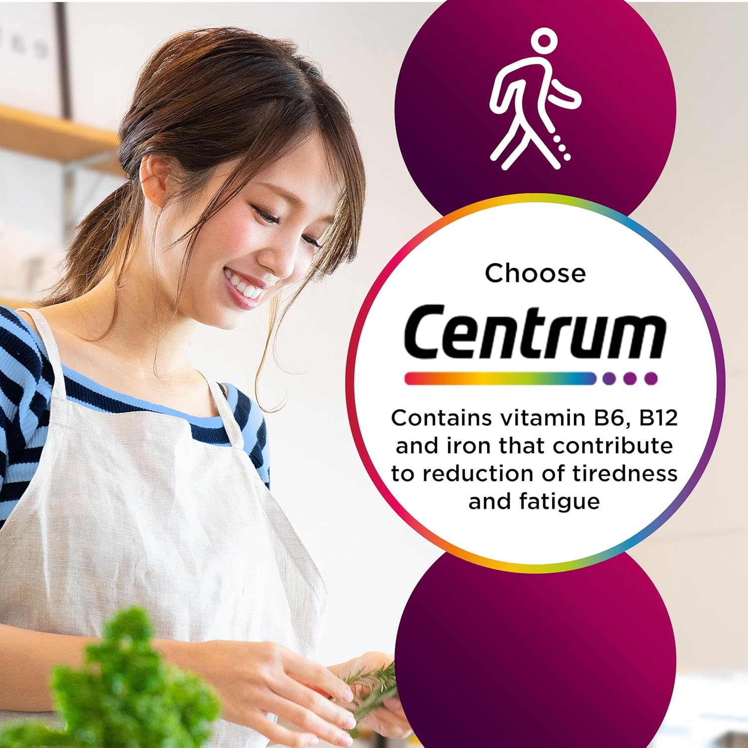 Centrum Women Multivitamin Tablets for Women, 60 Tablets, Vitamins with 23 Essential Nutrients, including Vitamin C, D, and Iron (Packaging and Tablet colour may vary slightly)