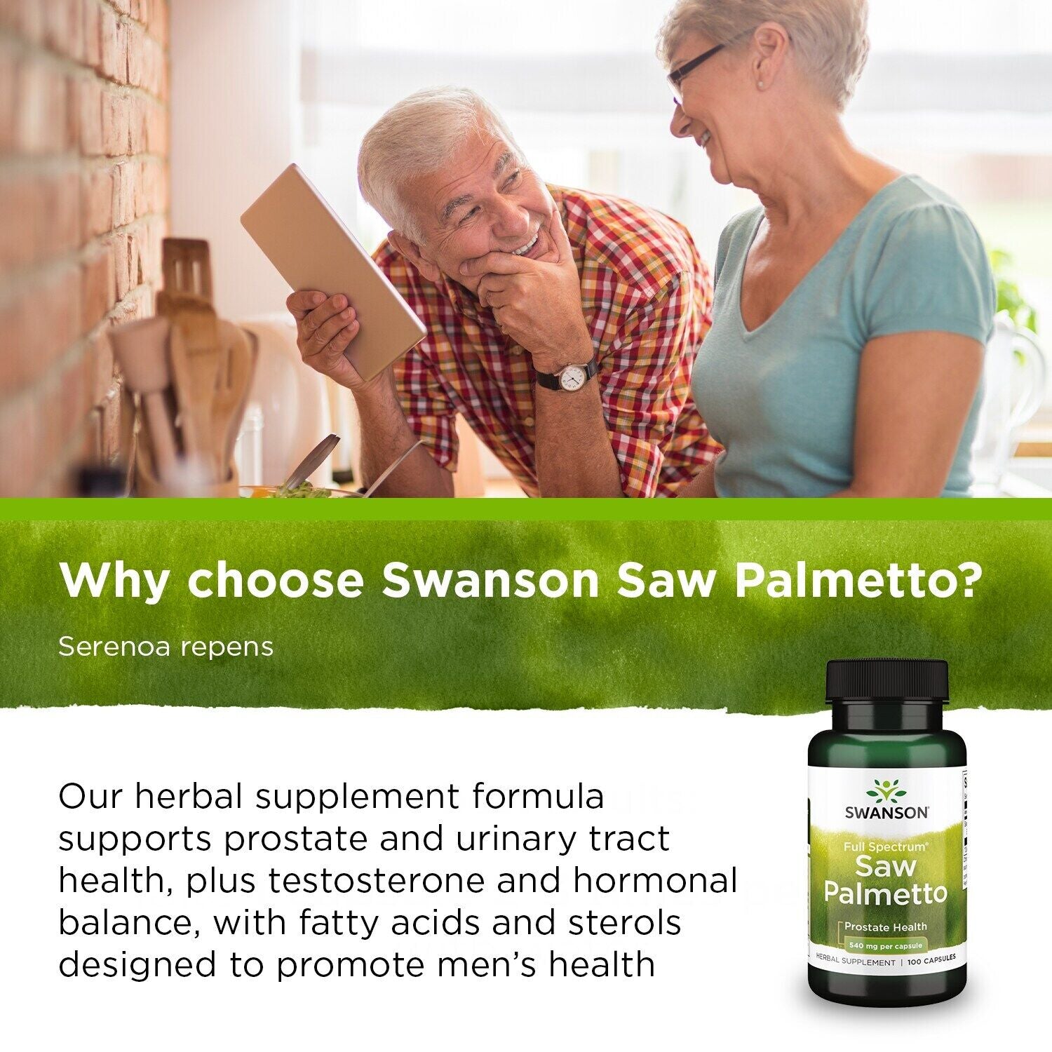 Swanson Herbal Supplement Full Spectrum Saw Palmetto 540 Mg Capsule 100Ct