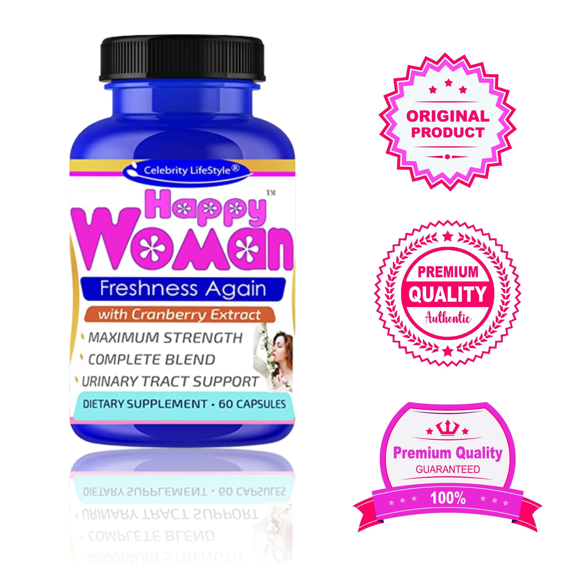 Happy Woman Probiotics for Women, Feminine Odor Support* Female Probiotics 60 Capsules