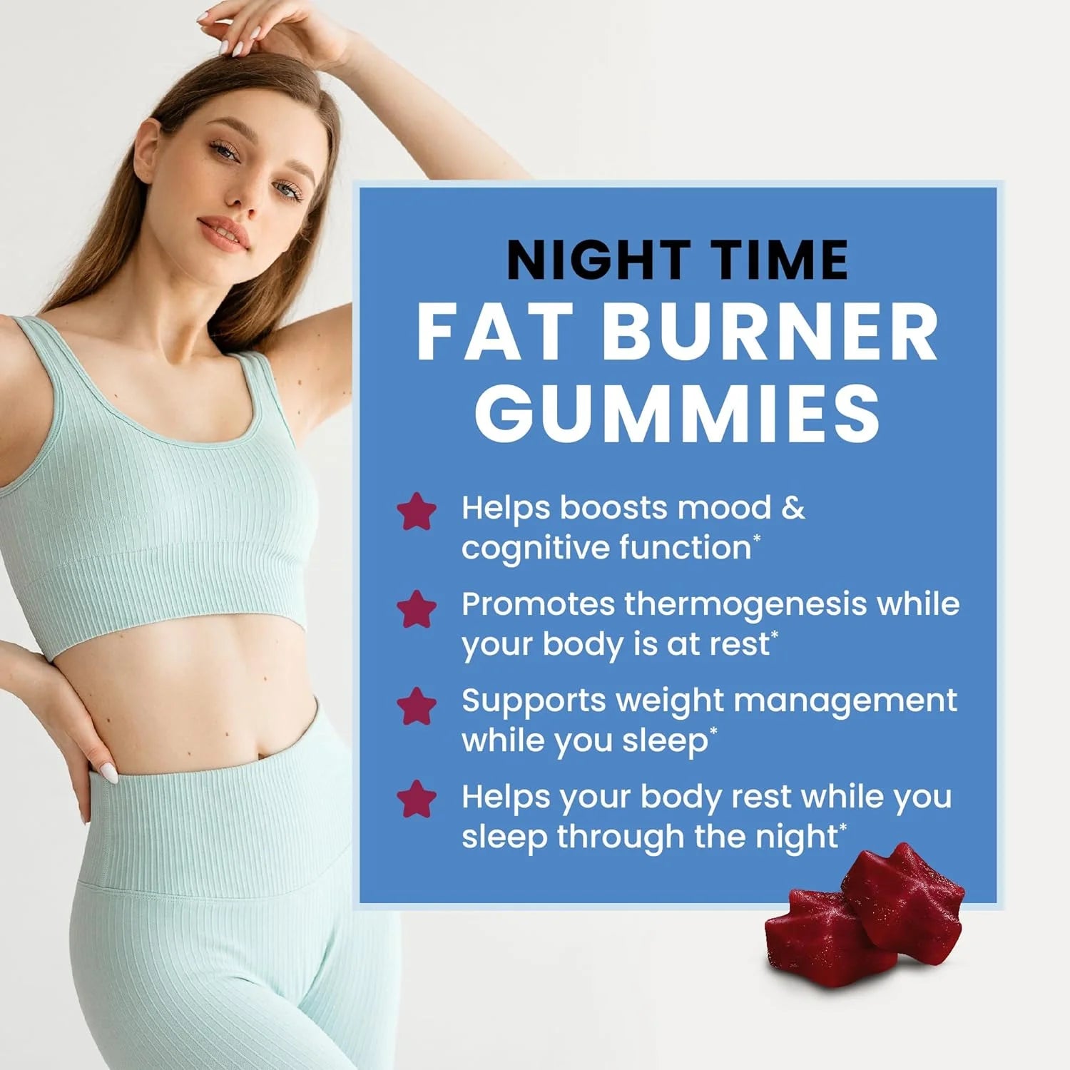 Night Time Fat Burner Gummies – Weight Loss & Sleep Support Supplement