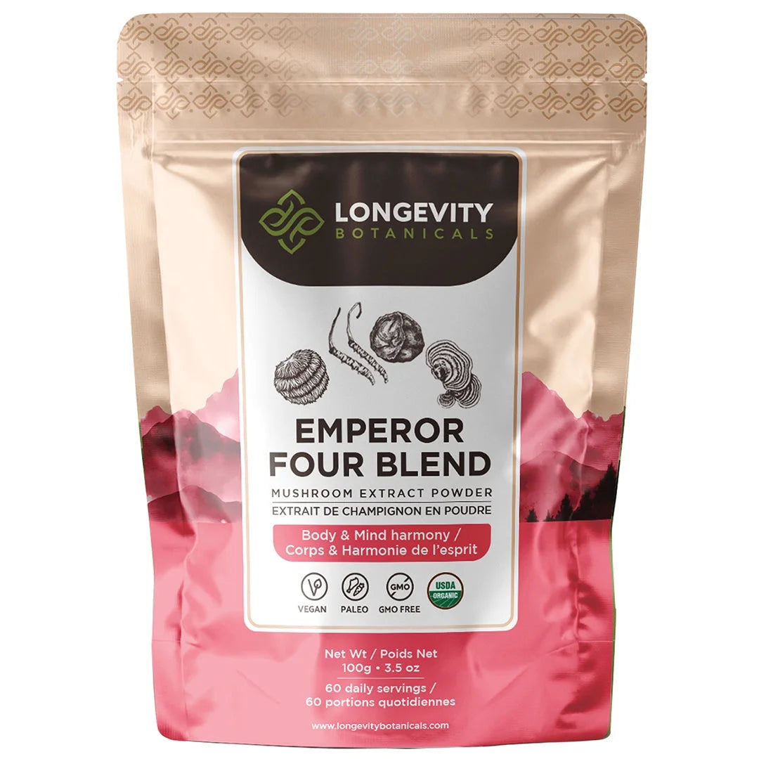 Organic Emperor'S 4 Blend Mushroom Supplement Powder (3.5 Oz/100 Grams). Organic Mushroom Powder Complex