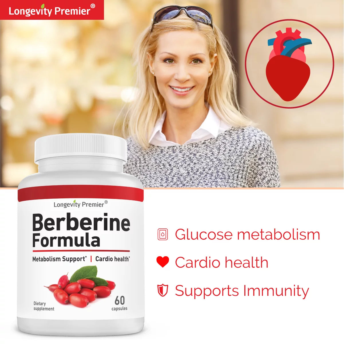 Berberine Formula: Premier Blood Sugar Support & Healthy Cholesterol Levels Booster. High Potency 1200Mg