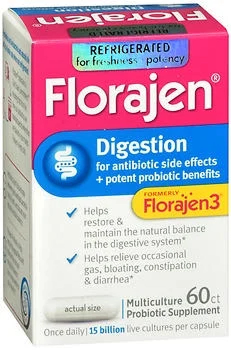 Florajen multiculture probiotic supplement for digestion 15 Billion CFU - 60 Capsules