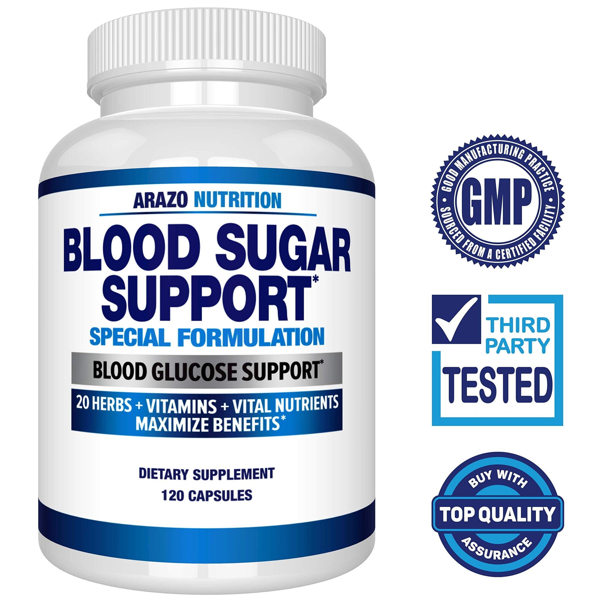 Blood Sugar Support Supplement - 20 Herbs & Multivitamin for Blood Sugar Control with Alpha Lipoic Acid & Cinnamon - 120 Pills 